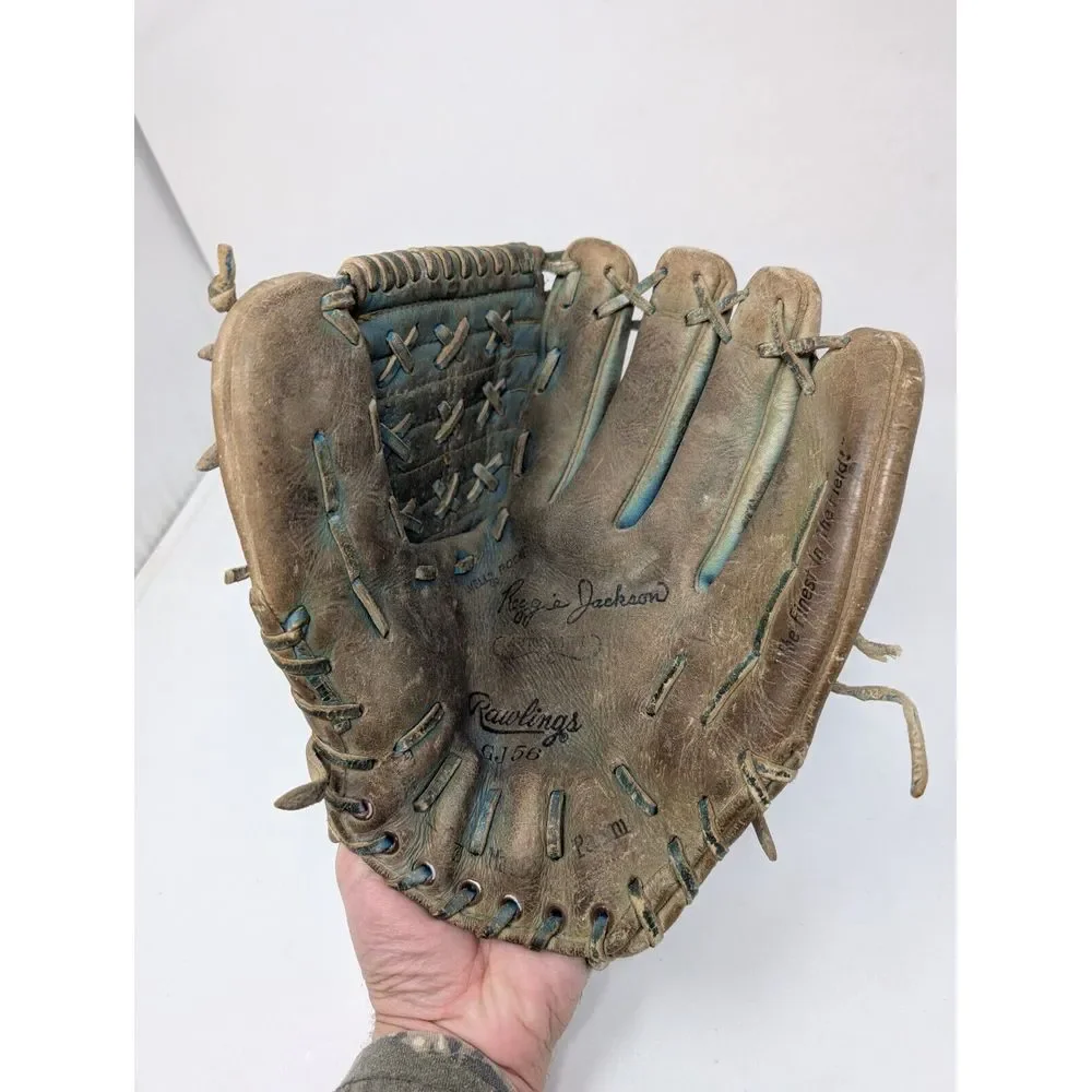 Vintage Rawlings GJ56 Reggie Jackson Baseball‎ Glove Wingtip Blue RHT 11